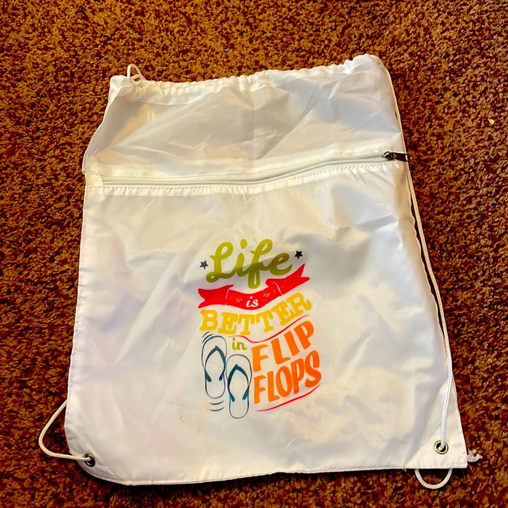 White nylon backpack